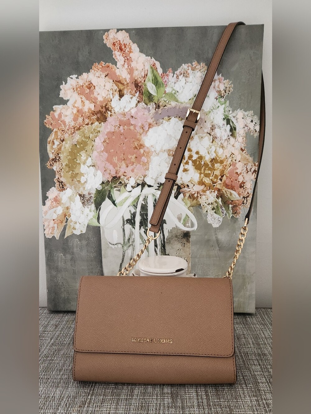 Michael Kors  Tan Crossbody with Gold Chain